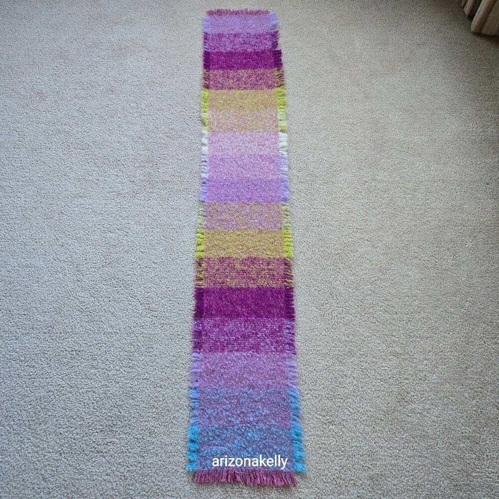 NWOT Wool & Mohair Curly Scarf Avoca Purple Turquoise
